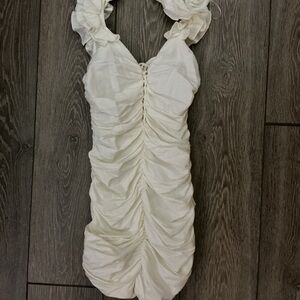 Zara Ivory Ruched Dress